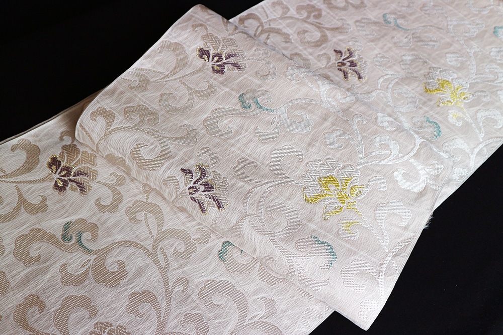 【専用】お仕立て代込.新品正絹八寸帯 八寸名古屋帯 西陣 弥栄織物 唐花 765 000000009434_dYF36HV.jpg