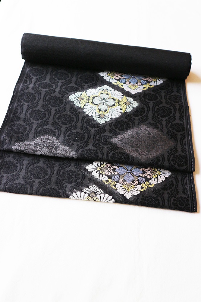 西陣織木原織物謹製 九寸名古屋帯「唐花に菱華紋」 | 販売着物商品