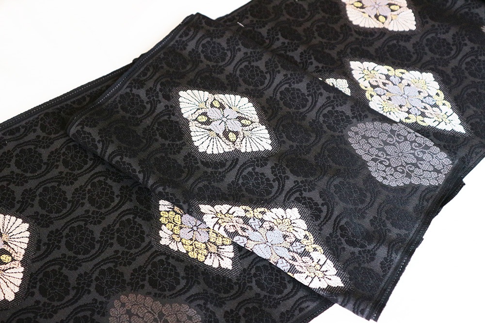 西陣織木原織物謹製 九寸名古屋帯「唐花に菱華紋」 | 販売着物商品