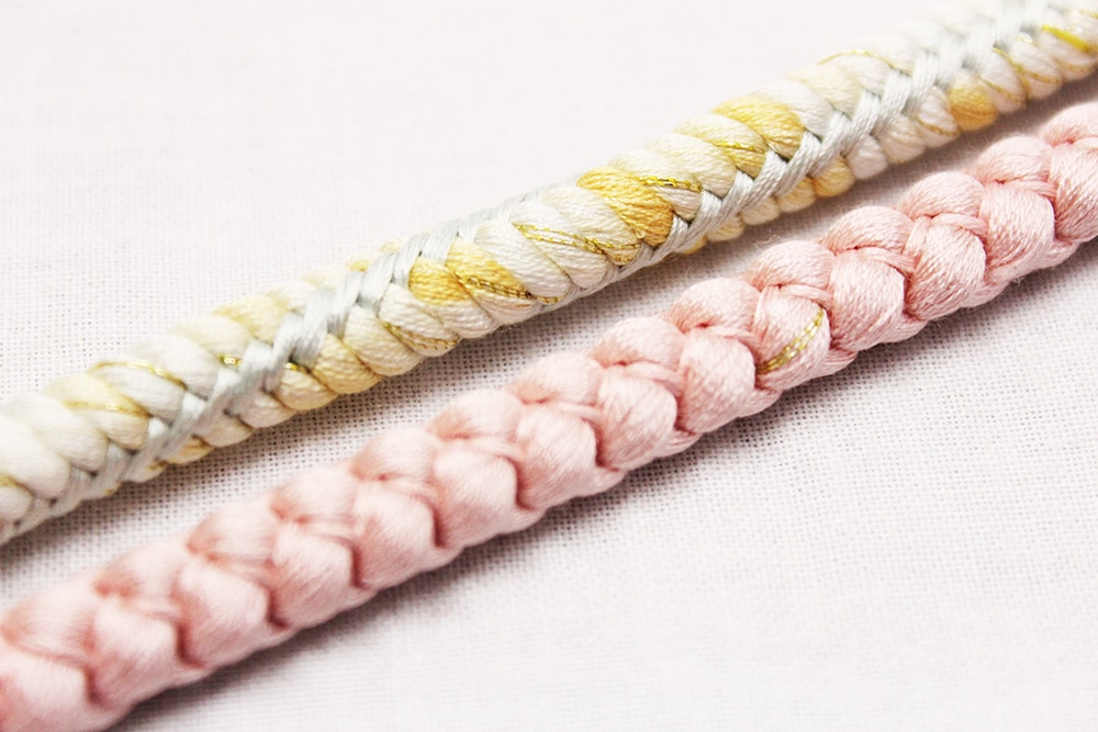 手組紐正絹おしゃれ帯締め「ピンクに水色」 | 販売着物商品,帯揚げ