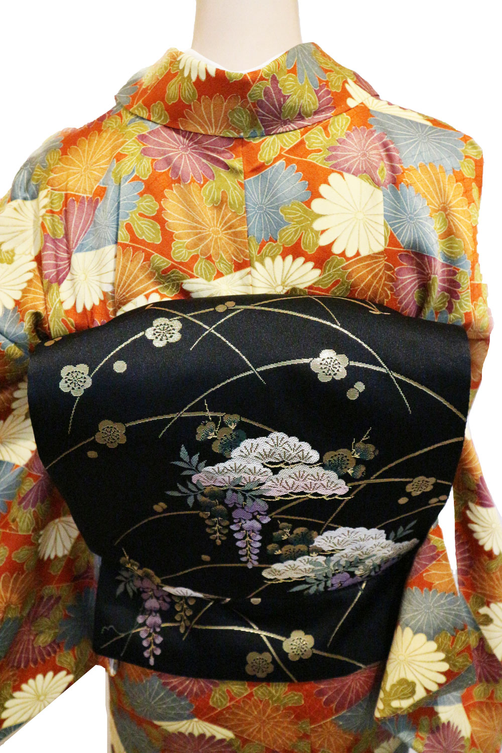 正絹小紋レンタルフルセット「割付菊総柄」 | レンタル着物,おしゃれ