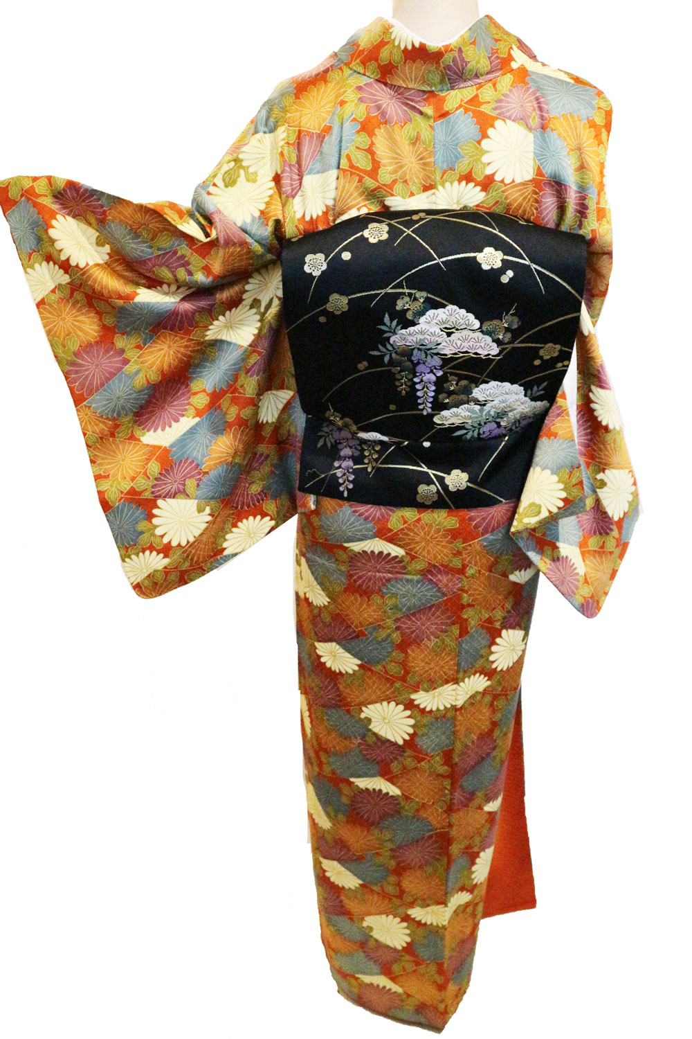 正絹小紋レンタルフルセット「割付菊総柄」 | レンタル着物,おしゃれ