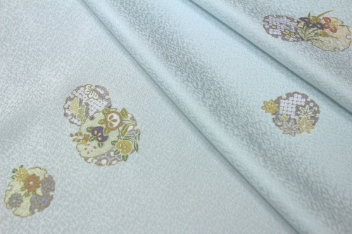 最高級丹後ちりめん小紋「雪輪に花飛び柄」 | 販売着物商品,おしゃれ