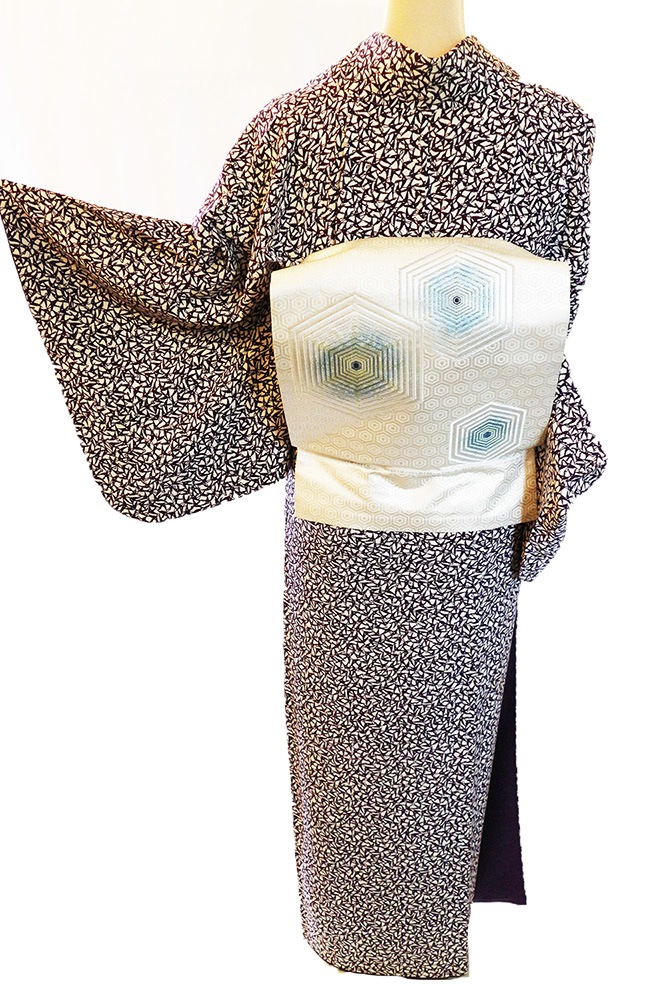 正絹小紋レンタルフルセット「鳥総柄」 | レンタル着物,おしゃれ着物