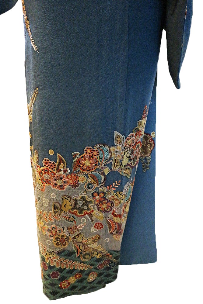 正絹訪問着 レンタルフルセット「刺繍 辻が花と雪輪に花」 | レンタル