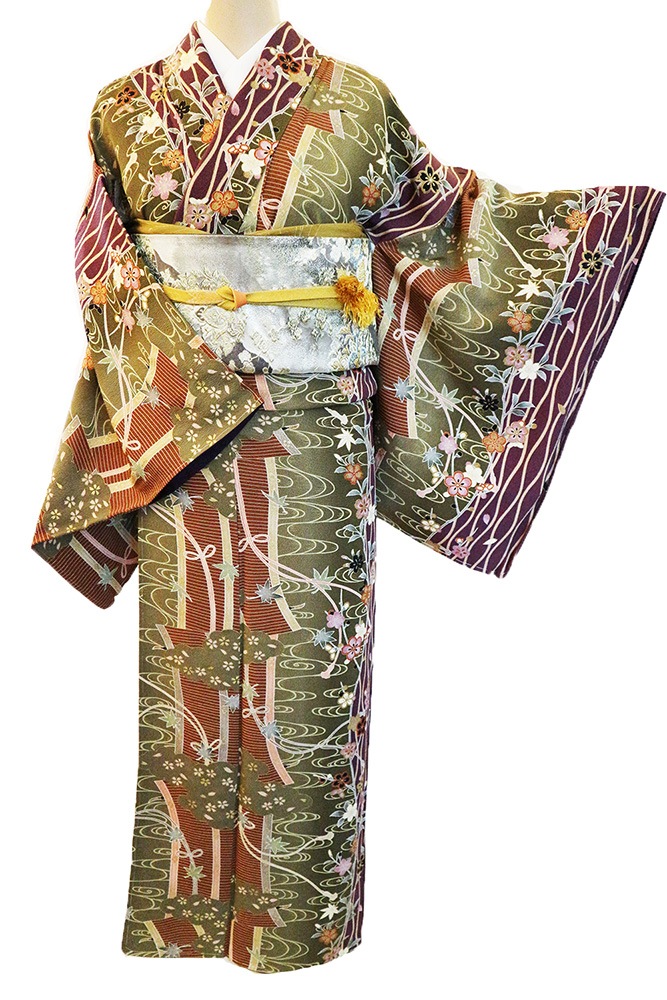 小紋　フルセット　着物　正絹 正絹小紋着物フルセット