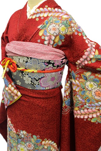 振袖　辻ヶ花　正絹　丹後ちりめん未使用 丹後ちりめん振袖レンタルフルセット「絞り 辻が花」往復送料