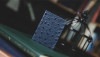 151) Ostrich Grain Leather Clip (Blue/Black)