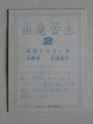 カルビー78年　星野（中日）　プロ野球カード 78年カルビープロ野球カード 東海地区限定版 星野仙一 中日