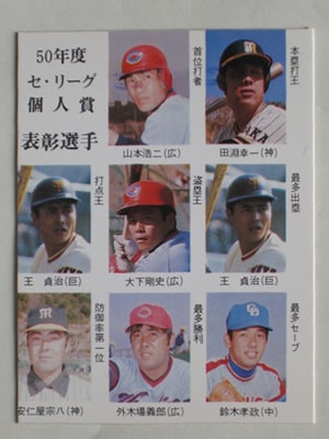 760420 カルビープロ野球カード 76年 No.420 セ・リーグ個人賞 1 美品 