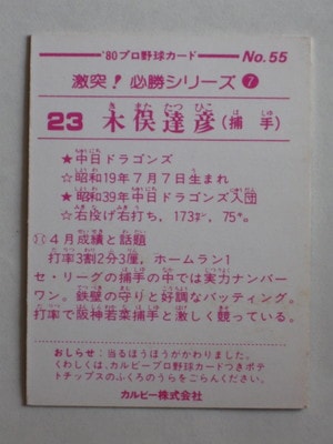 80055 カルビープロ野球カード 1980年 No.55 中日 木俣達彦 1