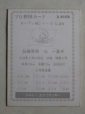 77169 カルビープロ野球カード 1977年 No.169 阪急 加藤秀司 並