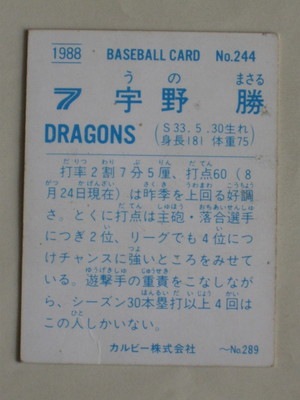 88244 カルビープロ野球カード 1988年 No.244 中日 宇野勝 並上品