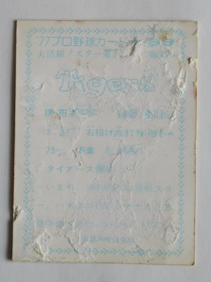 77099 カルビープロ野球カード 1977年 No.99 阪神 掛布雅之 大阪版 並