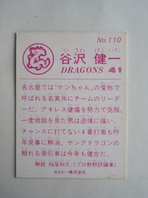 83110 カルビープロ野球カード 1983年 No.110 中日 谷沢健一 並