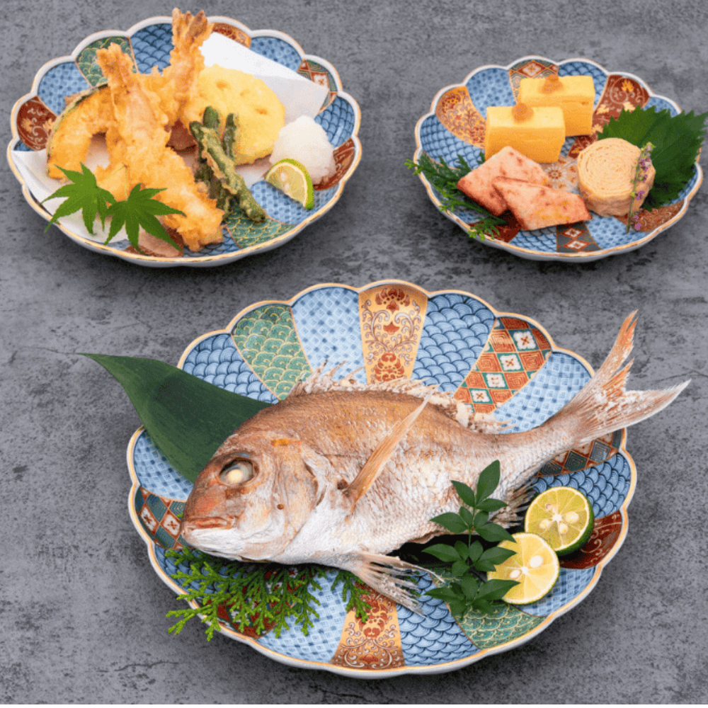 林九郎窯】菊割花地紋8号皿【波佐見焼】｜創亭やぶきたオンライン