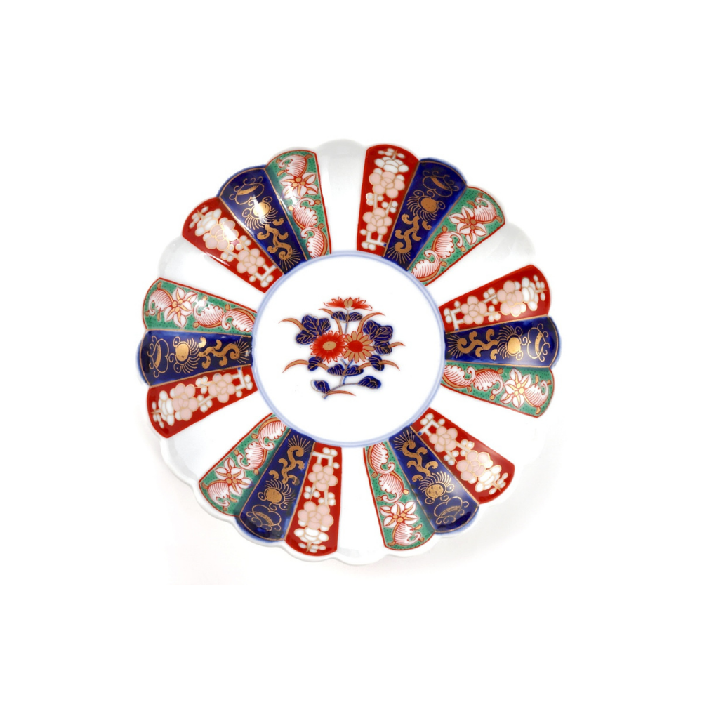 波佐見焼　林九郎窯　古染花紋　和皿揃　5枚セット　中皿　菊　染付　色絵　盛皿　和 波佐見焼 林九郎窯 古染花紋 和皿揃 5枚セット 中皿