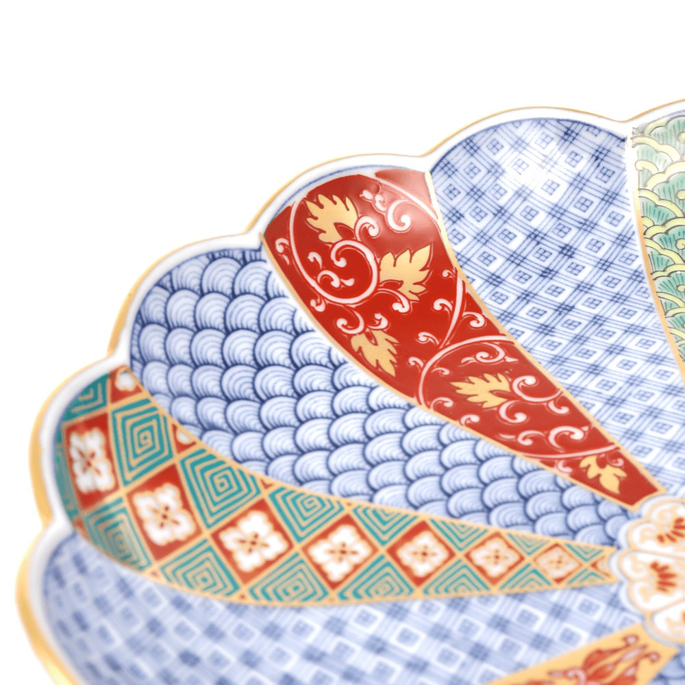 林九郎窯　小付揃　献上菊割地紋　小皿5枚セット 有田焼 波佐見焼 林九郎窯 献上菊割地紋 小鉢揃 5枚 菊割皿 金彩古