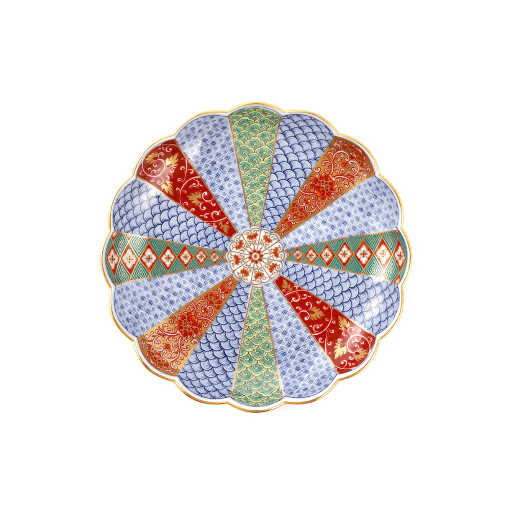 【新品・未使用】林九郎 錦 菊割内外 金彩 松竹梅 中鉢 5枚セット 林九郎 献上 錦 菊割 金彩 古伊万里 松竹梅 木箱付 皿 3枚 林九郎 献上