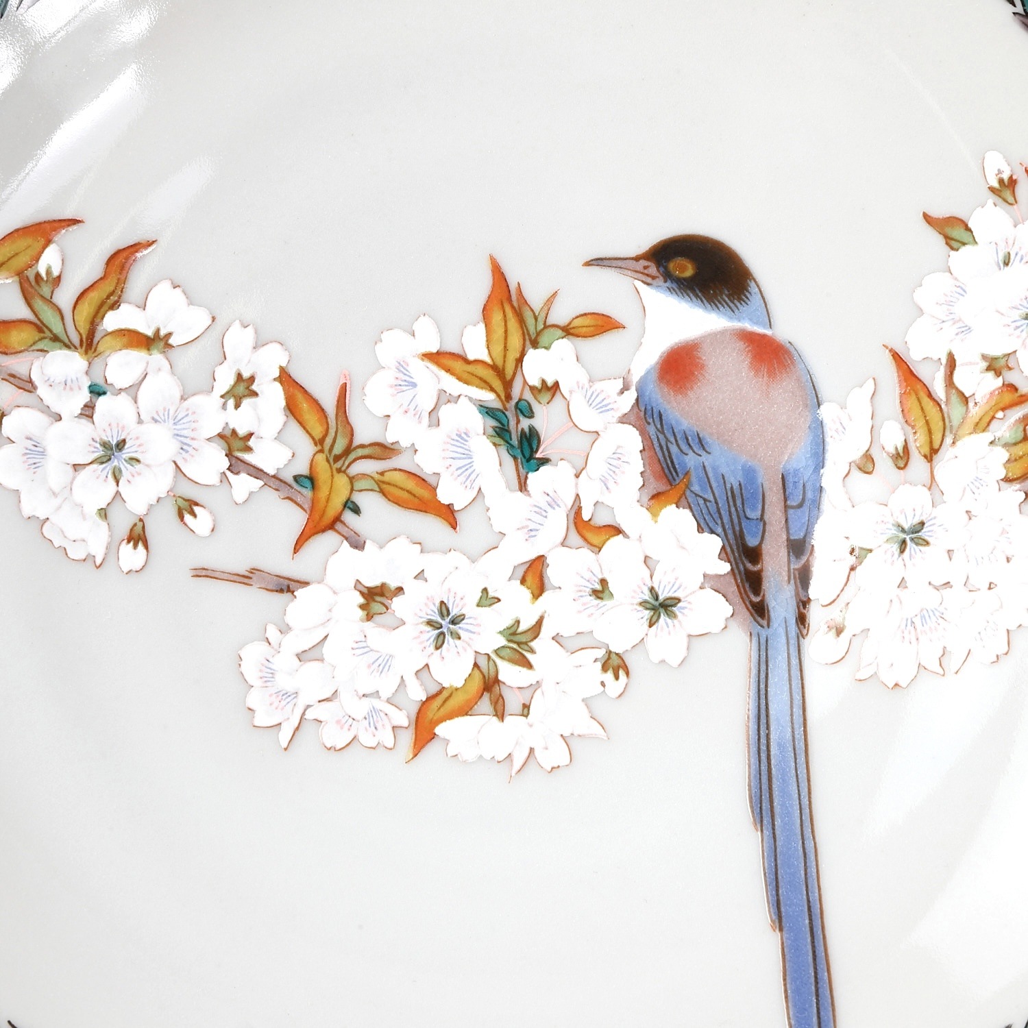 九谷焼　色絵　山水花鳥文　皿　七客　在銘　C　5550 色絵花鳥魚文皿 文化遺産オンライン