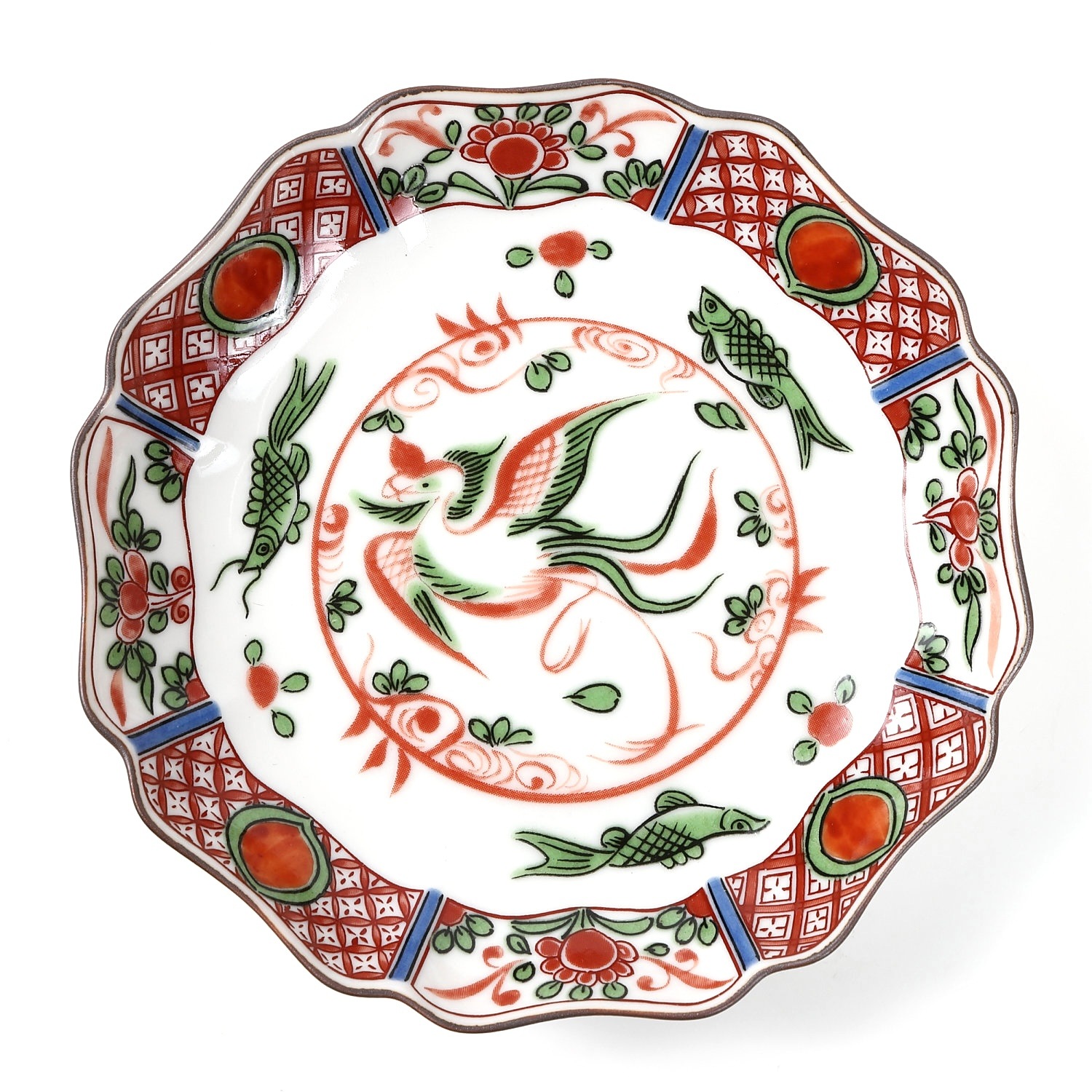 古九谷焼 鳳凰文赤絵段皿 古美術 骨董品 幕末~明治 九谷焼】4.2号皿・赤絵鳳凰【九谷洋】|創亭やぶきたオンライン