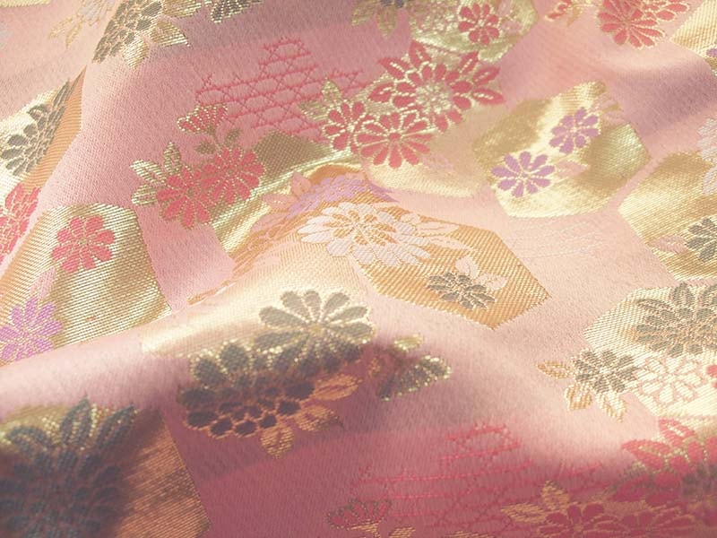 金襴生地 限定　-金亀甲に菊づくし　紺-