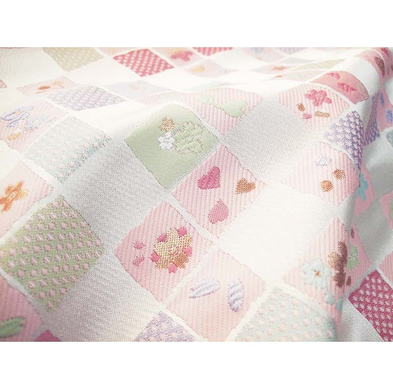 金襴生地 限定 -桜さくらんぼ パッチワーク 白-