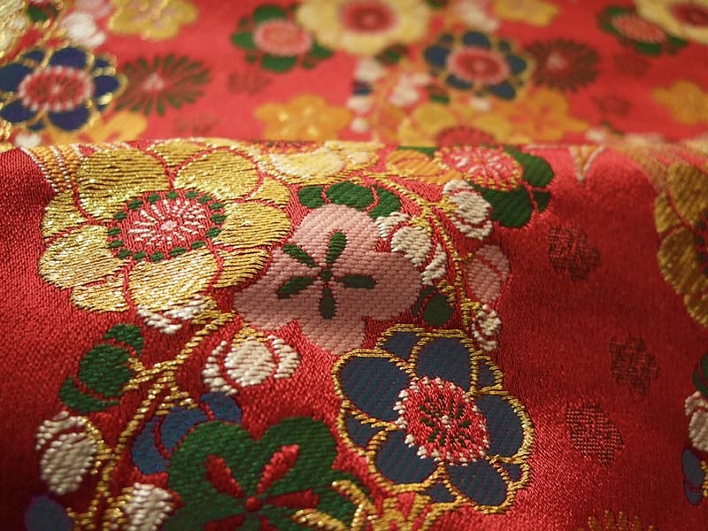 金襴生地 限定　-満開梅　赤-