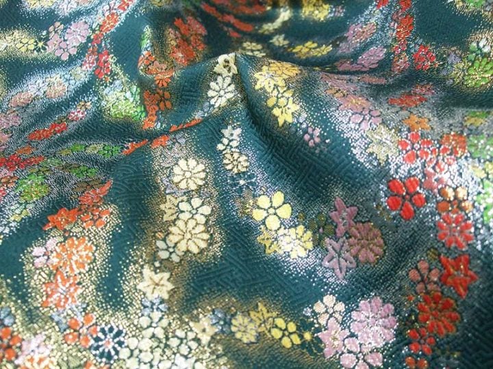 金襴生地 限定　-渦小花　緑-