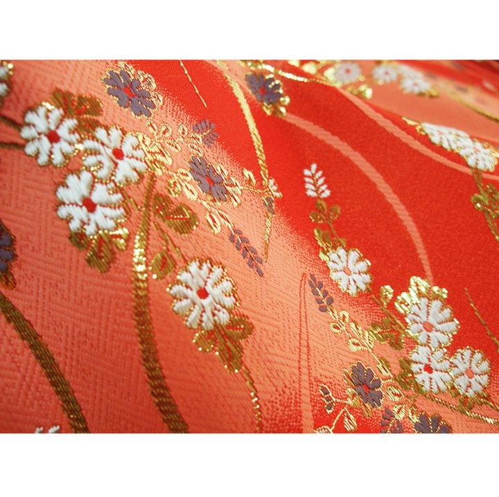 金襴生地 限定 -小菊に露芝 赤-