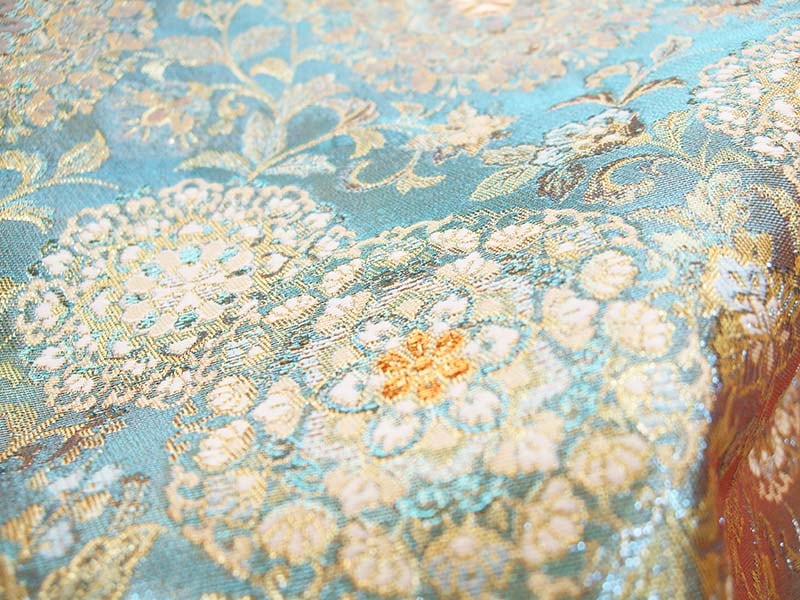 金襴生地 限定　-華紋唐草　水色箔-