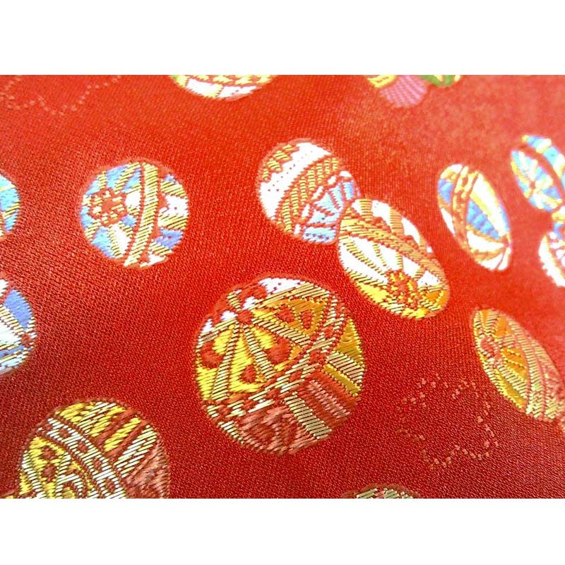 金襴生地 限定　-手毬　赤（裏打ち）-