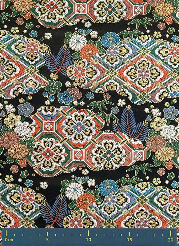 金襴生地 限定　-花菱松葉　黒-