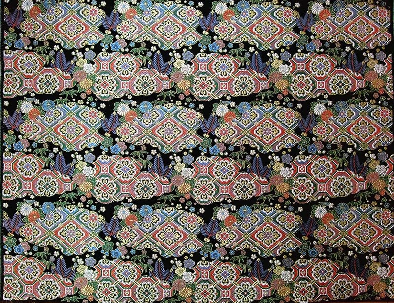 金襴生地 限定　-花菱松葉　黒-