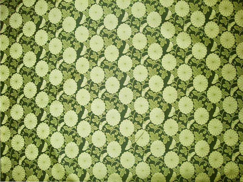 仏事用金襴コーティング　-唐草十六菊　緑-