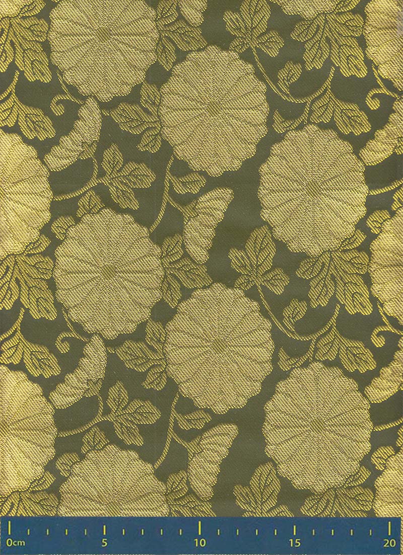 仏事用金襴コーティング　-唐草十六菊　緑-