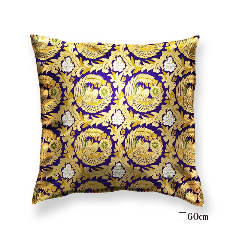 金襴クッションカバー　-上粋柳金通　丸鳳凰-
