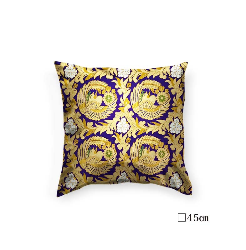金襴クッションカバー　-上粋柳金通　丸鳳凰-