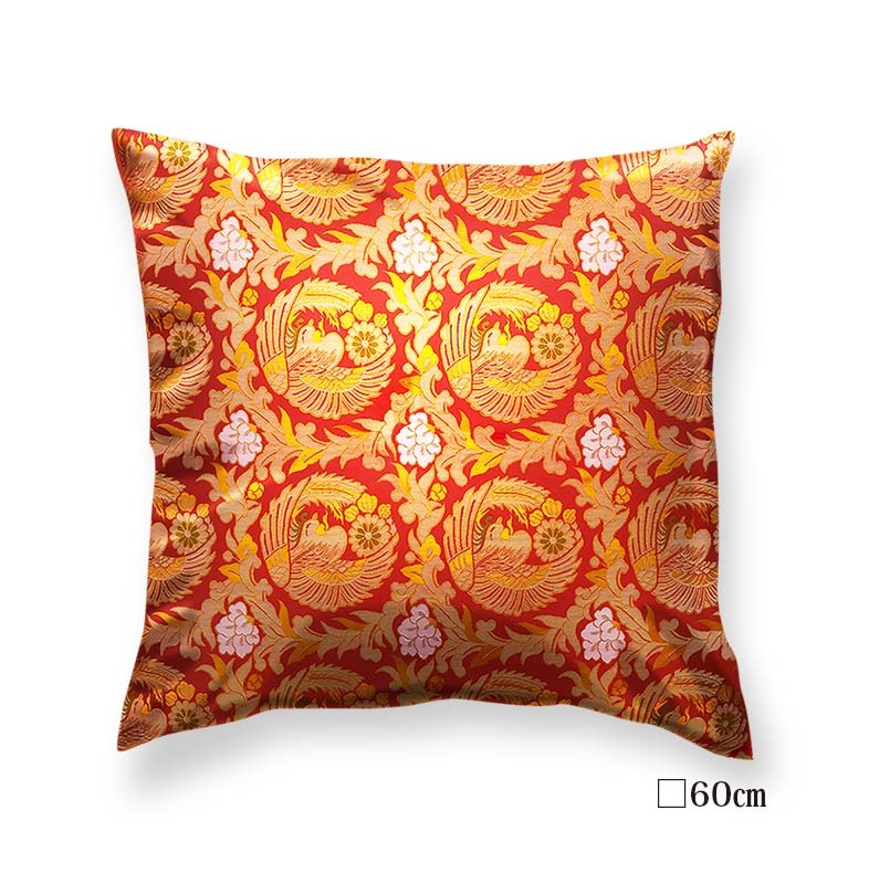 金襴クッションカバー　-上粋柳金通　丸鳳凰-