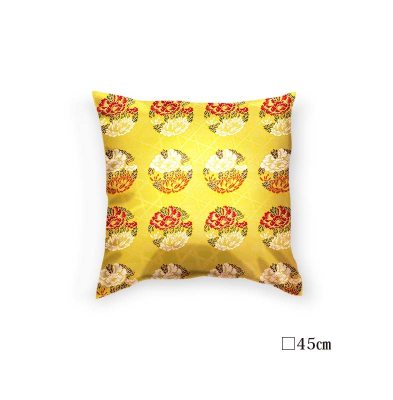 金襴クッションカバー　-桃山錦　綴牡丹紋-