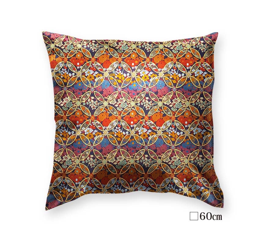 金襴クッションカバー　-なにわ江　小花七宝-