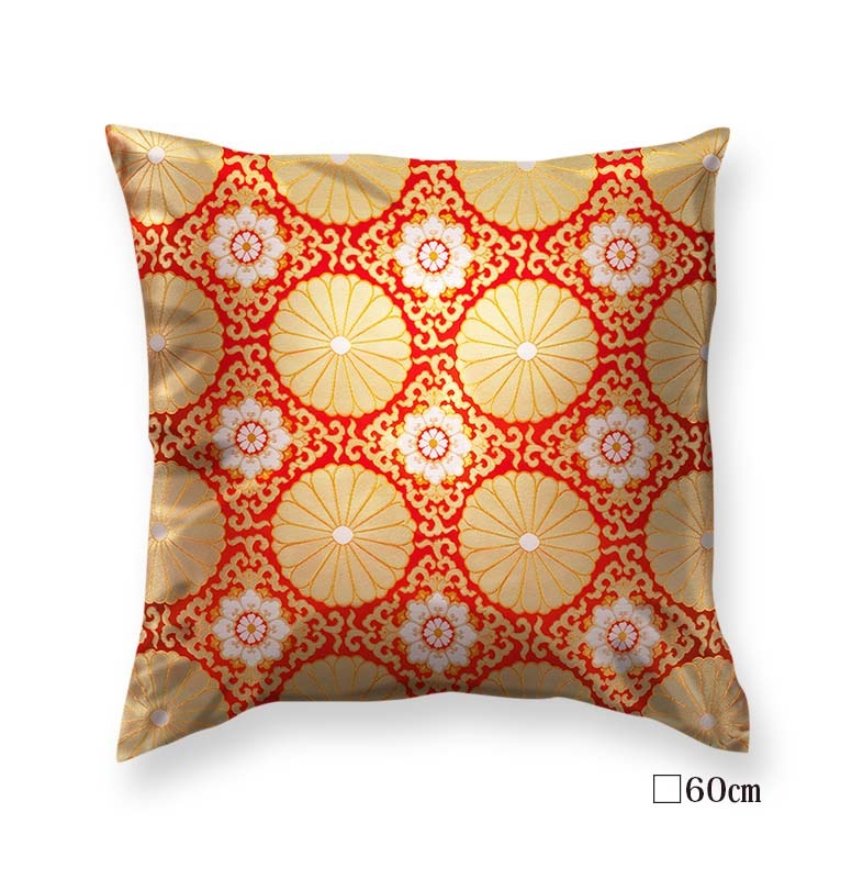 金襴クッションカバー -上粋柳金通 十六菊金通し-通販｜きんらん和布