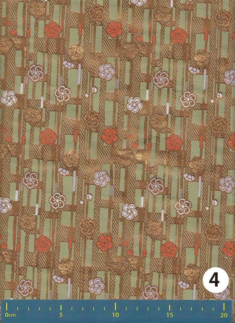 金襴生地 定番　-ねじり梅に短冊文-