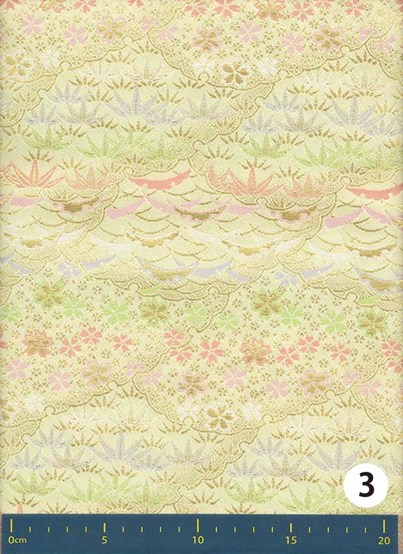 金襴生地 定番　-笹桜に雪つゆ芝-