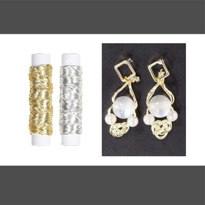 【ビーズアクセサリー】ラッピング、飾りひもにもおすすめ！純銀ストレッチラメゴム 全2種