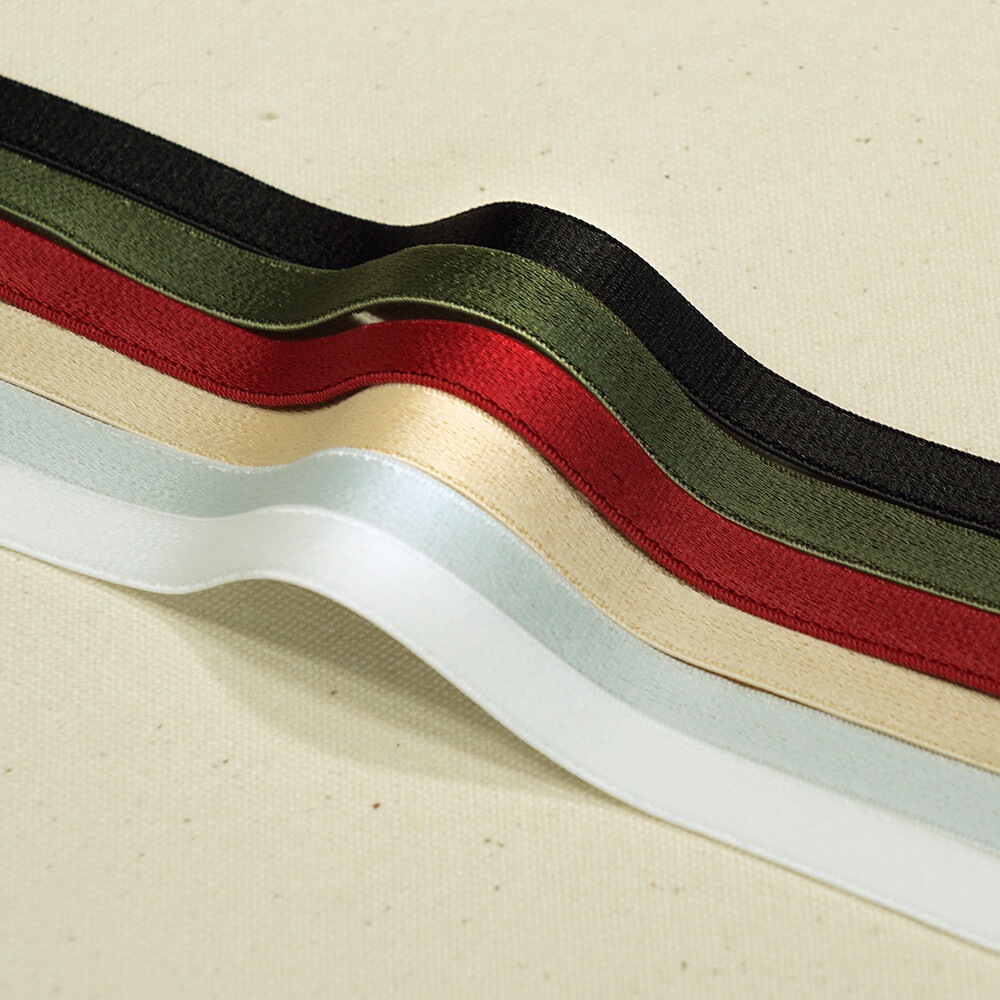 【サテンリボンゴム】上品な光沢感が魅力！サテンリボンゴム 全6色