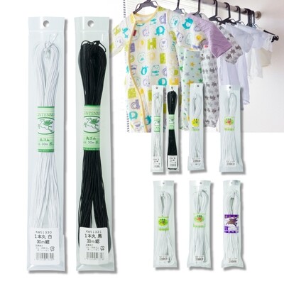 【金天馬ブランド】お子様のお洋服作り・小物作りにおすすめ。ねじれが気にならない丸ゴム 30m巻　全7種類