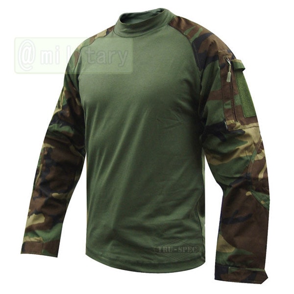 実物 TRU-SPEC コンバットシャツ ウッドランド M/Rサイズ TRU-SPEC T.R.U. Tactical Response Uniform 1/4 ZIP コンバット