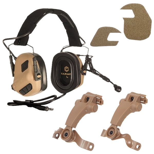 M32ヘッドセット　純正ARCレールマウント付き コヨーテブラウン OPSMEN EARMOR M32X PLUS Tactical Headset 無線通信用電子イヤーマフ