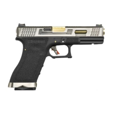 シルバー ブラック ガスガン WE-TECH G18C T3 ガスブローバックガン シルバー | エアガン